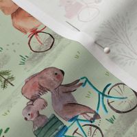 watercolor biking animals from australia - green