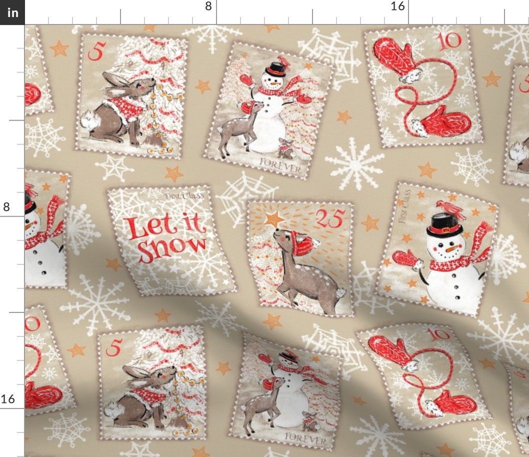 snail mail snowman and woodland friends stamps large scale