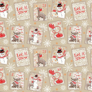 snail mail snowman and woodland friends postage stamps medium scale