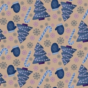 Christmas Trees, Candy Canes, Mittens in Blue // 8x8