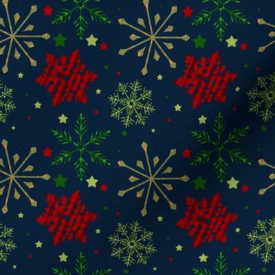 Christmas Snowflakes on Dark Blue // 8x8
