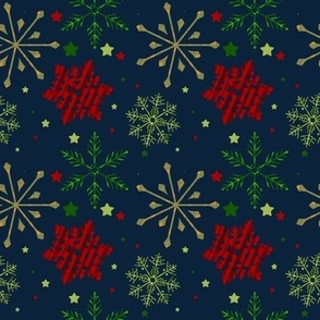 Christmas Snowflakes on Dark Blue // 8x8