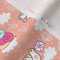 Cute Snail and Pigeon Mail - orange