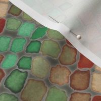 Watercolor mosaic brown green