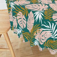 Urban Jungle - Boho Tropical Teal Blush Pink Multi Large Scale