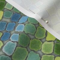 Watercolor mosaic green and blue