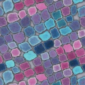 Watercolor mosaic pink and blue