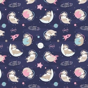 Space Sloth - girl navy pink blue SMALL