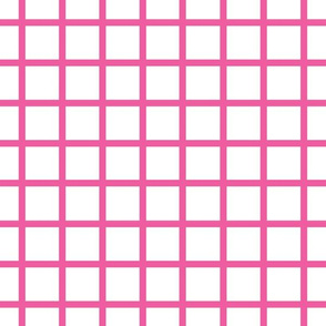 Narrow retro check - deep pink on white