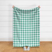 2" turquoise green linen buffalo check