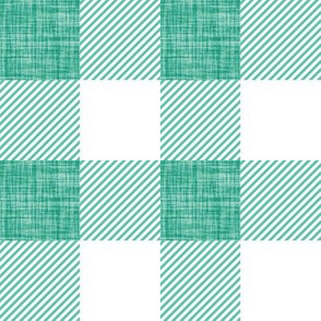 2" turquoise green linen buffalo check