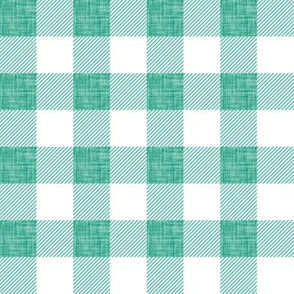 1" turquoise green linen buffalo check