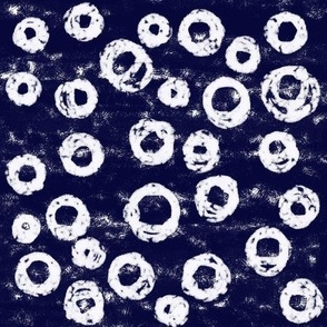 Shibori-style white circles on indigo
