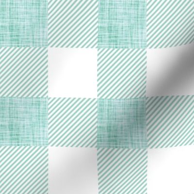 2" aqua linen buffalo check