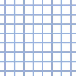 Narrow retro check - sky blue on white