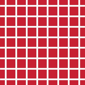 Red with narrow retro white check