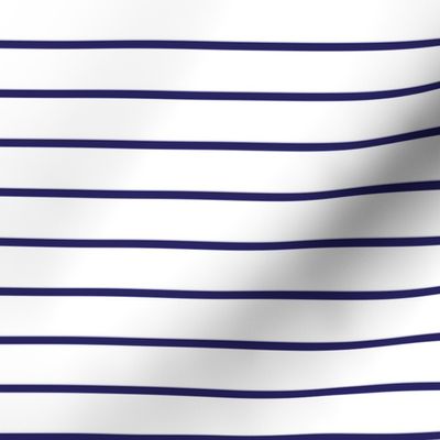 Narrow navy blue stripe on white - horizontal
