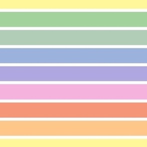 Bright pastel rainbow and white stripes - horizontal - small