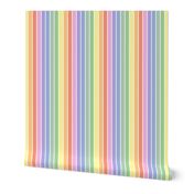 Bright pastel rainbow and white stripes - vertical - small