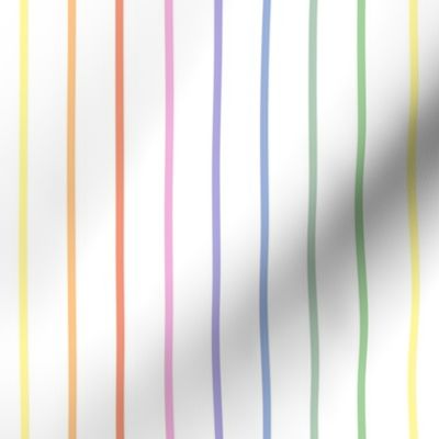 Vintage white and bright pastel rainbow stripes vertical narrow (small)