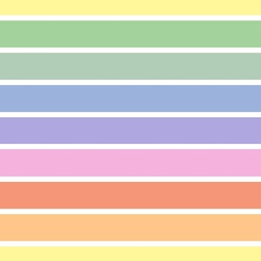 Bright pastel rainbow and white stripes horizontal (extra large)