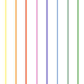 Vintage white and pastel rainbow stripes vertical narrow (large)