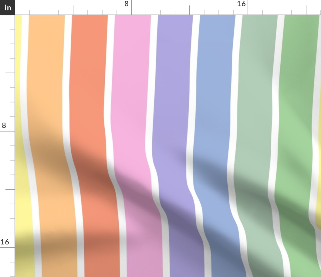 Bright pastel rainbow and white stripes vertical (extra large)