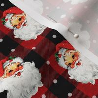 Jolly Retro Santa on Red Plaid - extra small scale