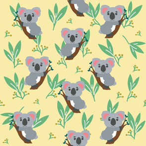 Koala pattern yellow background