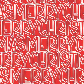 Merry Christmas Stacked Typography on Red-medium scale