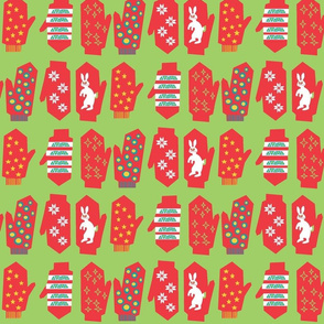 The Winter Mittens Mod Limited Color Palette - red and green kelly