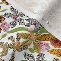 TINY ANIMAL PRINT ORCHIDS smaller white rotated for tea towels