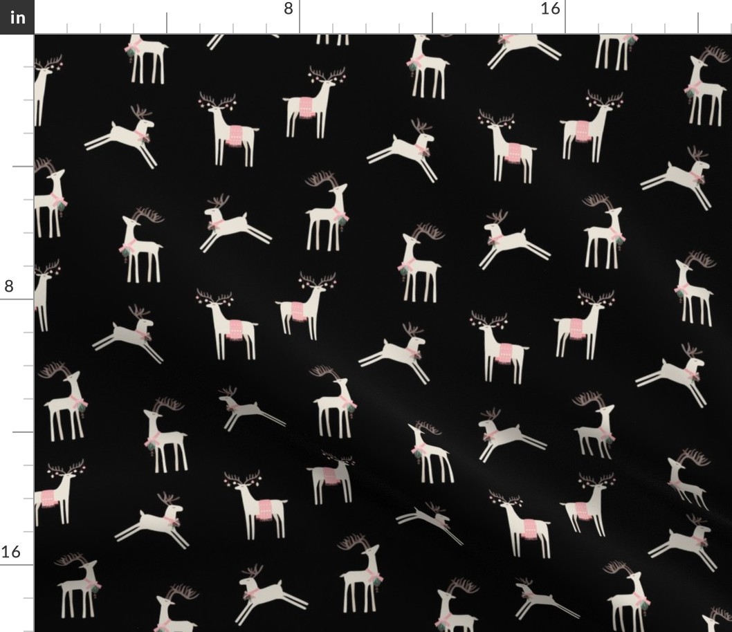 Pink Scandi Reindeer on Black - 2 inch