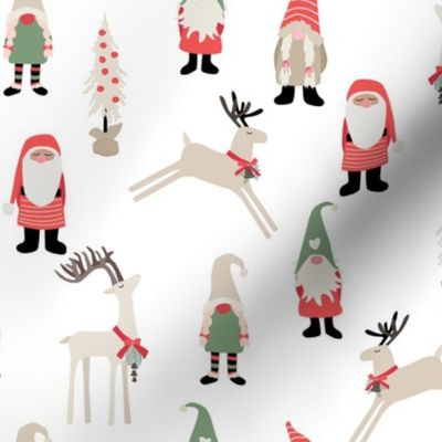Scandi Gnomes and Reindeer - red and green