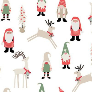 Scandi Gnomes and Reindeer - red and green