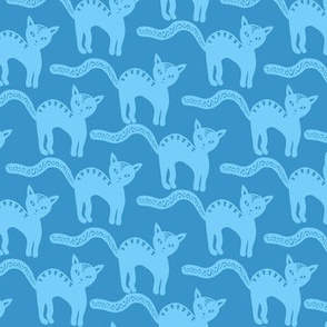 Doodle cats - blue - small