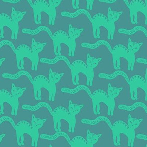 Doodle cats - green - small