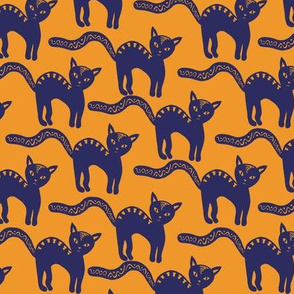 Doodle cats - orange and blue - small