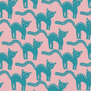 Doodle cat - pink and gren - small