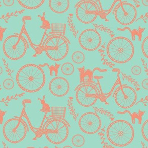 Bicycle -coral and mint - small