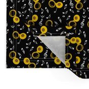 Tuba White Notes Black Background