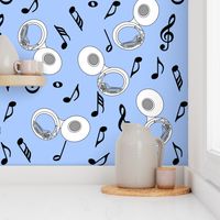 White Tuba Blue Background