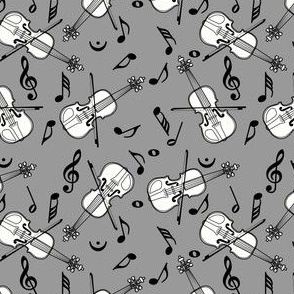 White Violin Gray Background