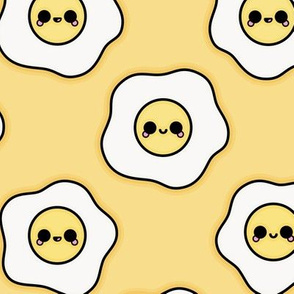 Large Kawaii Eggs Pattern on Mellow Yellow