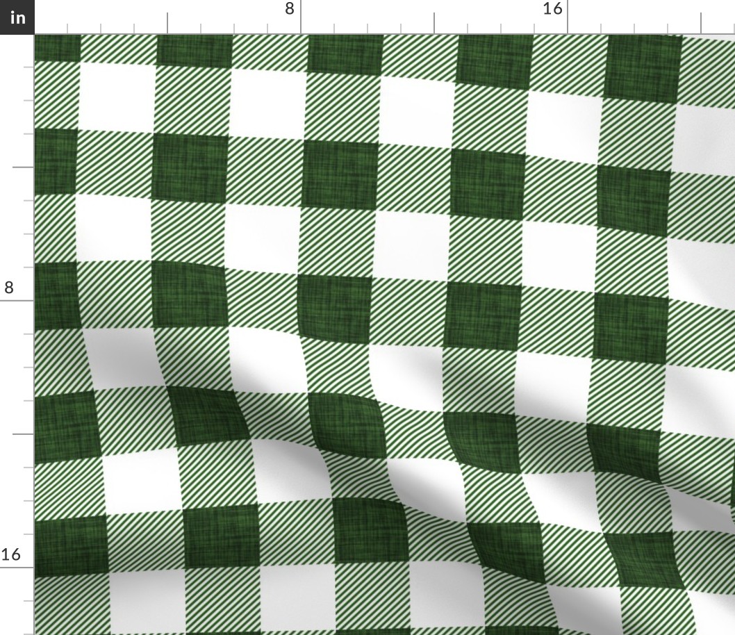 2" green pine linen buffalo check