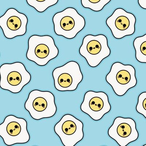 Kawaii Eggs Pattern on Arctic Blue