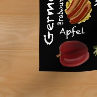 German Foods Alphabet Tea Towel