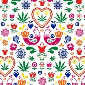 Cannabis folk rainbow on white