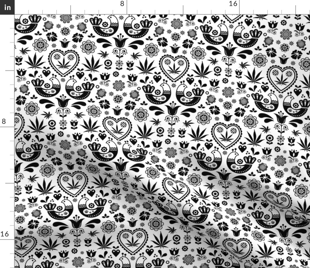 Cannabis folk black on white
