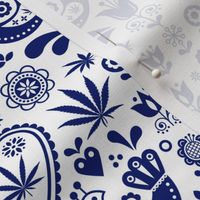 Cannabis folk blue on white